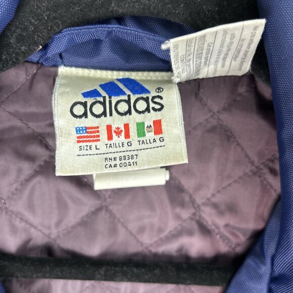 Vintage Adidas Men’s Coat Quilted Navy Blue Size Large 90s Embroidered Logo - Picture 3 of 12